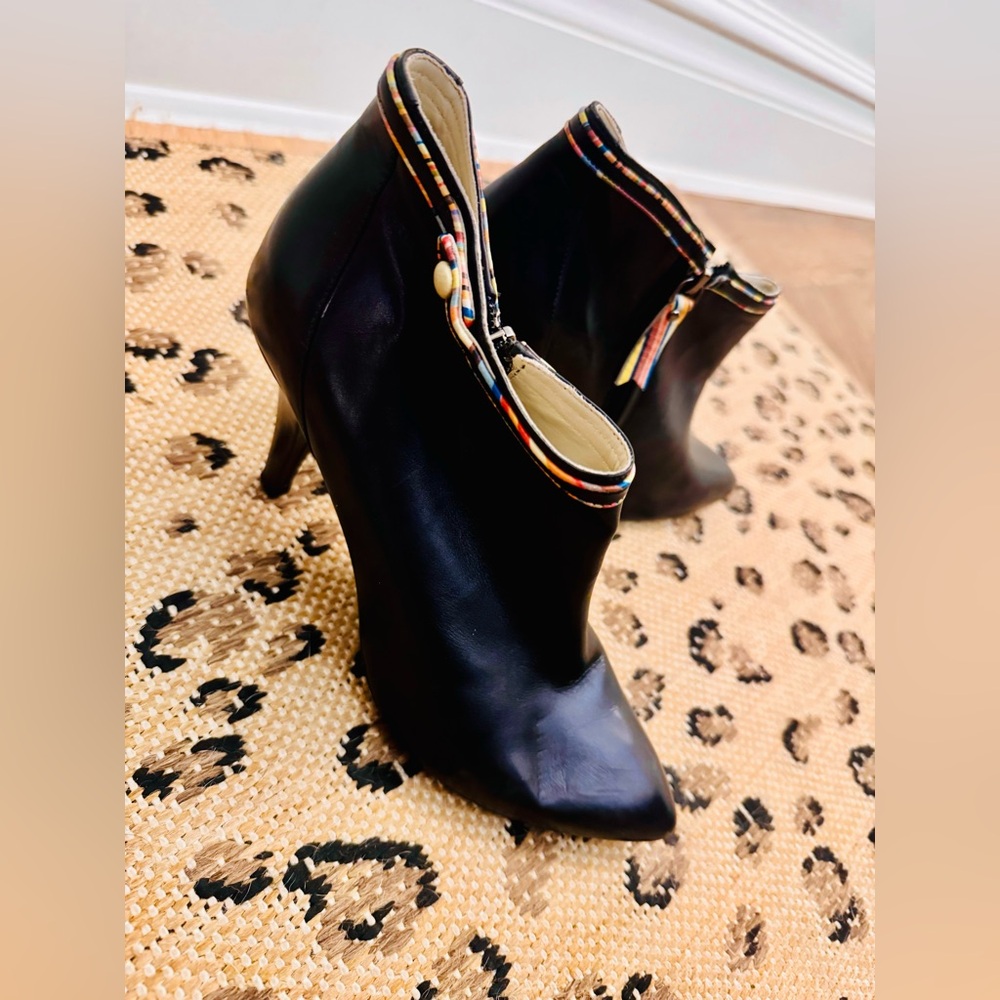 Paul Smith Signature Stripe Leather Heeled Ankle Boots Size 40 EU/9 US
